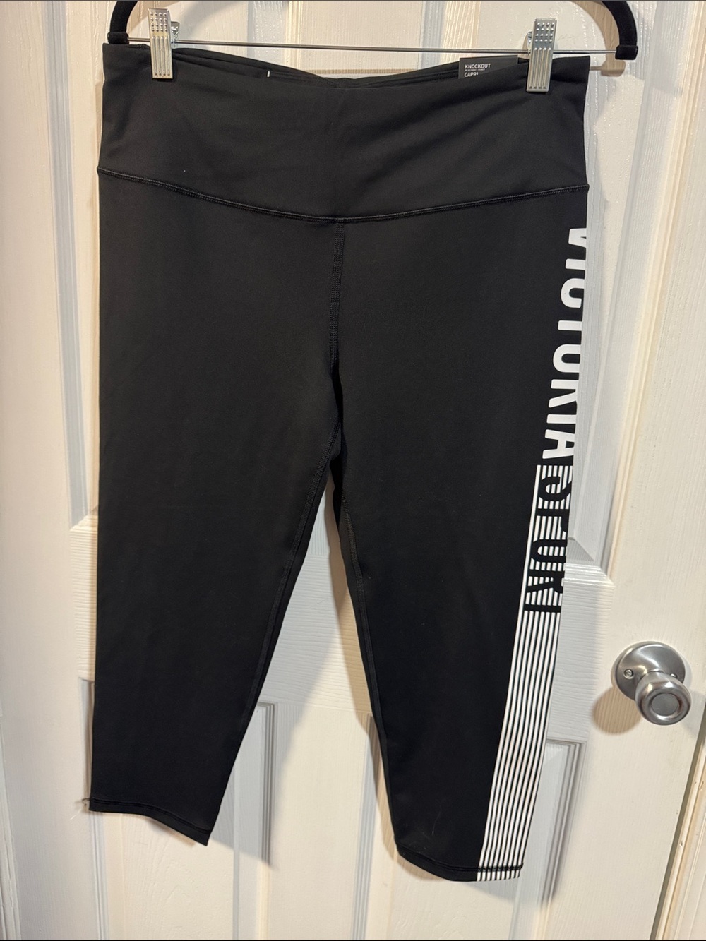 Victoria's Secret Black Capri Leggings with White Side Logo